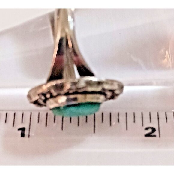 Vintage Navajo Native American Turquoise Sterling Ring sz 6.5 Signed "MP" (1444) - Picture 4 of 6